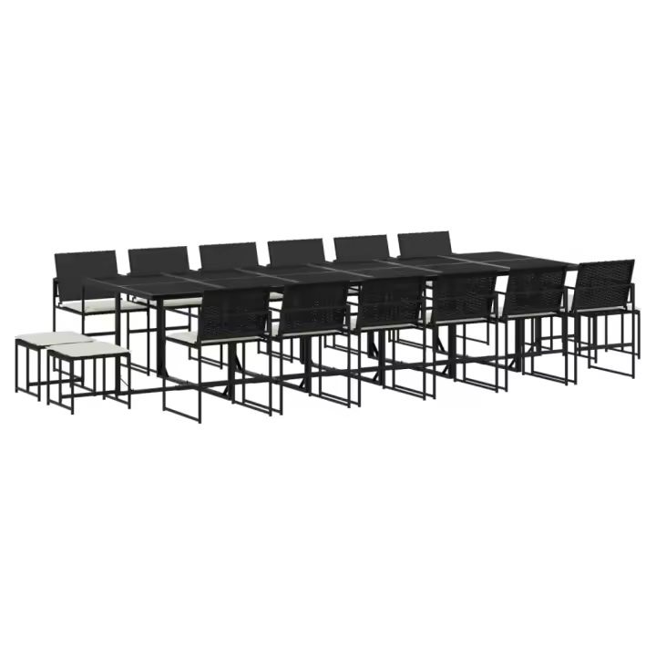 vidaXL Set de muebles jardín 17 pzas con cojines ratán sintético negro - 1