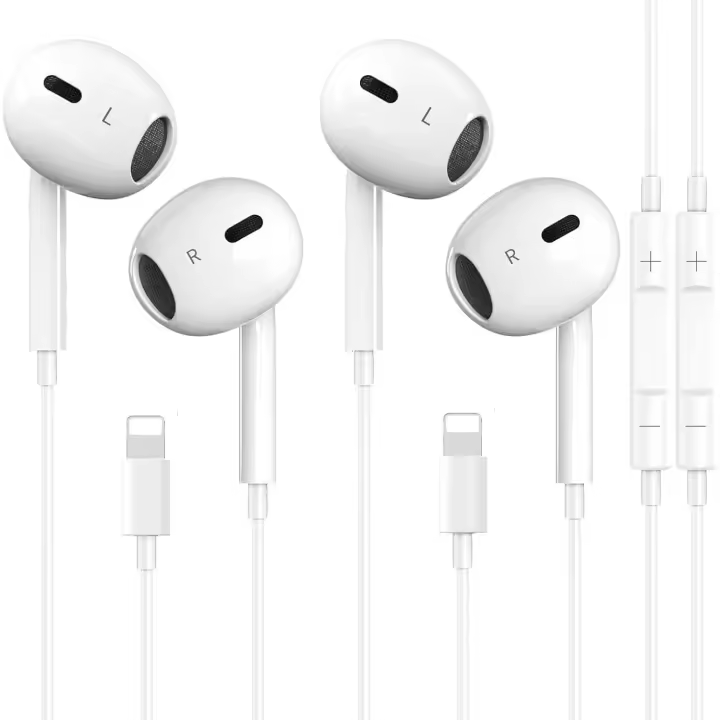 2 Packs iPhone Headphones Earbuds with Lightning Connector(Built-in Mic & Volume Control)[MFi Certified] Headphones support for iPhone 14/13/12/SE/11/XR/XS/X/7/7Plus/8/8Plus Support All iOS System - 1
