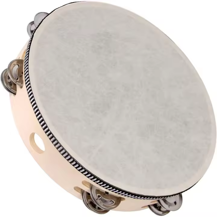 ROCKSTAR MUSIC  - Pandereta de Mano en Madera TH1016C de 10" (25cm) con 16 Pares Sonajas de Metal en Doble Fila. Instrumento Musical de Percusión Pandereta para Juegos, Escuelas Fiestas - 1