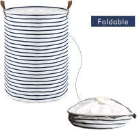 Cesta de almacenamiento plegable Redonda de Algodón (Rayas Azules) - details 2