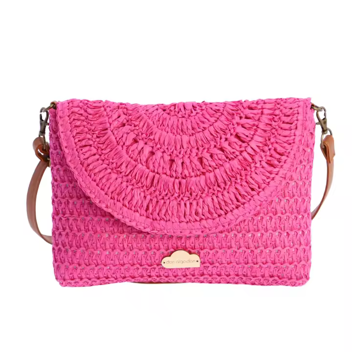 Bolso bandolera para mujer DON ALGODON Leira de rafia con cremallera - 1