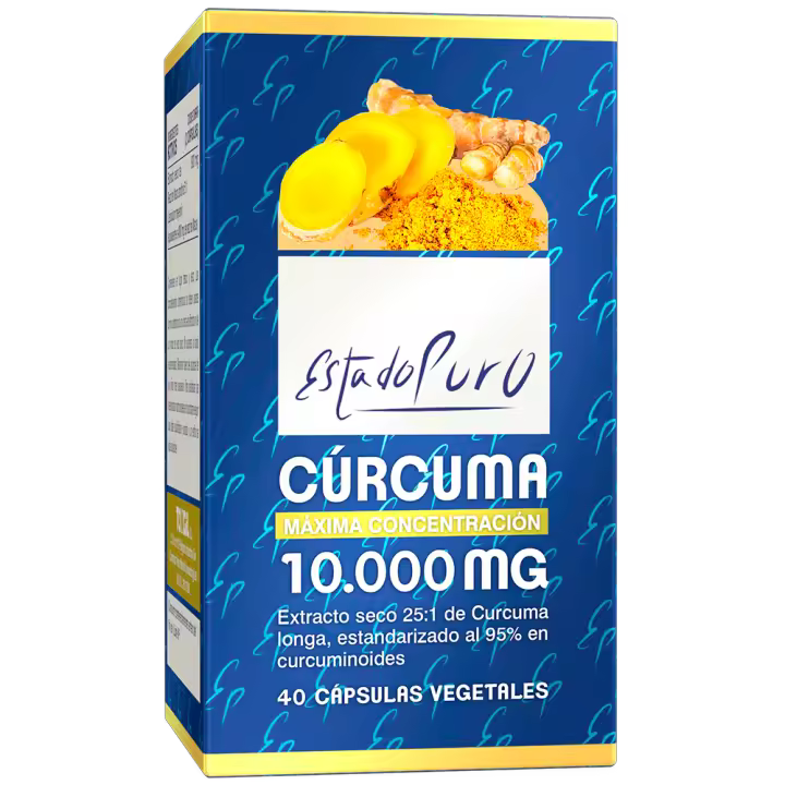 Cúrcuma Estado Puro  10000mg  40 Cápsulas  Cúrcuma + Pimienta Negra  Potente Antinflamatorio Natural - 1