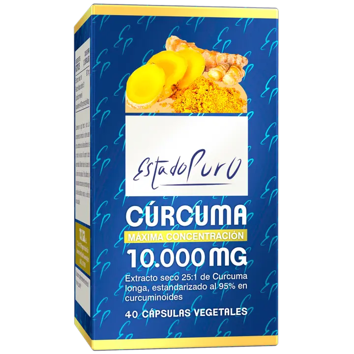 Cúrcuma Estado Puro  10000mg  40 Cápsulas  Cúrcuma + Pimienta Negra  Potente Antinflamatorio Natural - 1