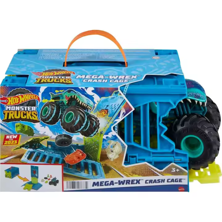 Hot Wheels Monster Trucks 1:24 Mega-Wrex Oversized Crash Cage Playset - 1