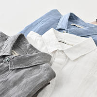 Camisa De Lino 100% Para Hombre Diseño Vintage Con Mangas Largas Cuello En V Casual Botones Ocultos Moda Moderna Para Oficina Y Uso Diario - details 1