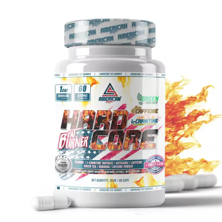 AS American Suplement  HardCore Fat Burner  Quemagrasas Potente, Rapido y efectivo  Contiene Taurina y L Carnitina  Ayuda a Perder Grasa  Termogénico  60 Cápsulas  Tamaño para dos meses - 1