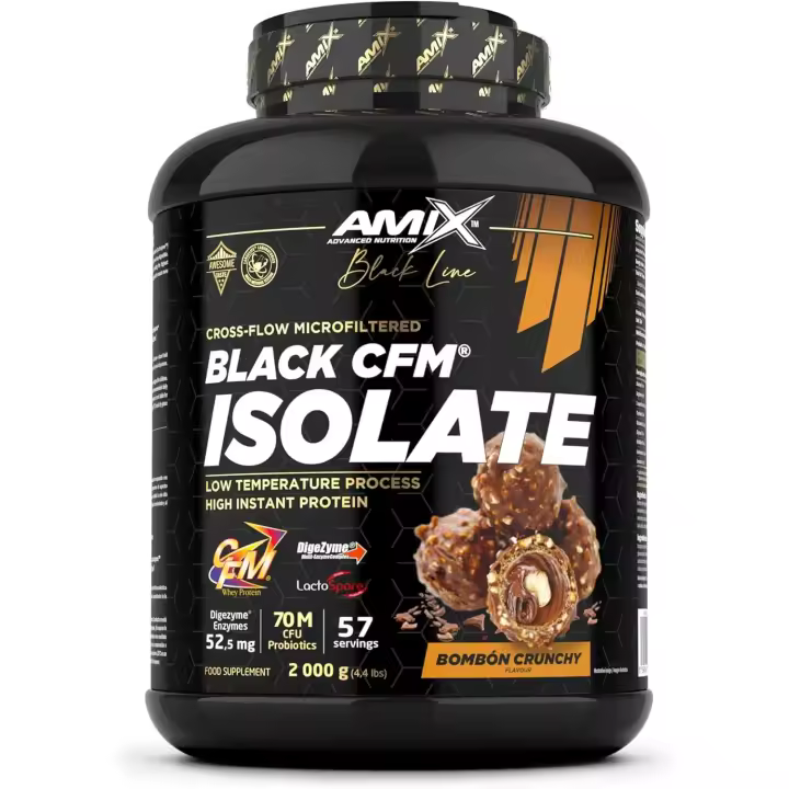 Proteína Amix Nutrition Black CFM Isolate - Mantiene Masa Muscular - Enzimas Digestivas - Rápida Absorción - 2 Kg - 1