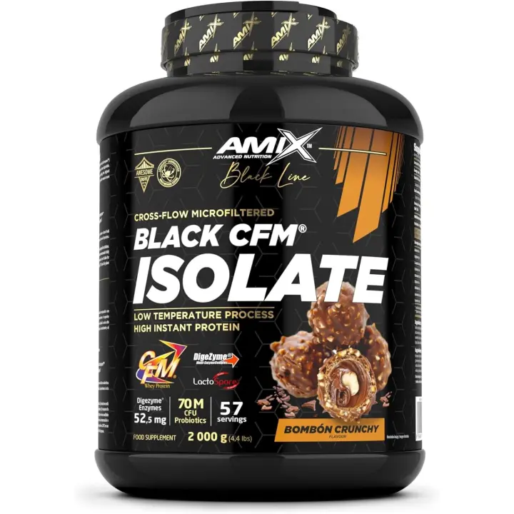 Proteína Amix Nutrition Black CFM Isolate - Mantiene Masa Muscular - Enzimas Digestivas - Rápida Absorción - 2 Kg - 1