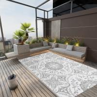 vidaXL Alfombra exterior ARAKIL PP 140x200 cm en color Azul/Negro y gris/Gris y blanco y más - details 5