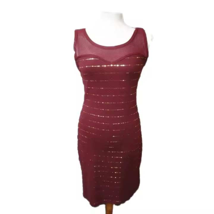 Sin marca Vestido de fiesta en lentejuelas doradas, corto, sin manga, con cremallera en la espalda, talla M - 1