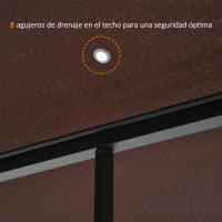 Outsunny Cenador de Jardín 3x3m Pabellón con Doble Techo y Mosquiteras Laterales con Cremallera Buena Ventilación para Terraza Eventos Fiestas Bodas Marrón y Blanco - details 3