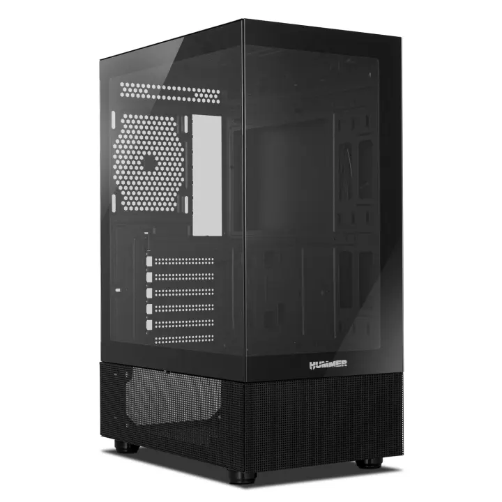 NOX XTREME PRODUCTS HUMMER VISION BLACK - Semitorre ATX  M-ATX, Ventana lateral y frontal de cristal templado, Espacio para 5 ventiladores, Compatible Tarjetas gráficas de hasta 300mm, USB 3.0, Negro - 1