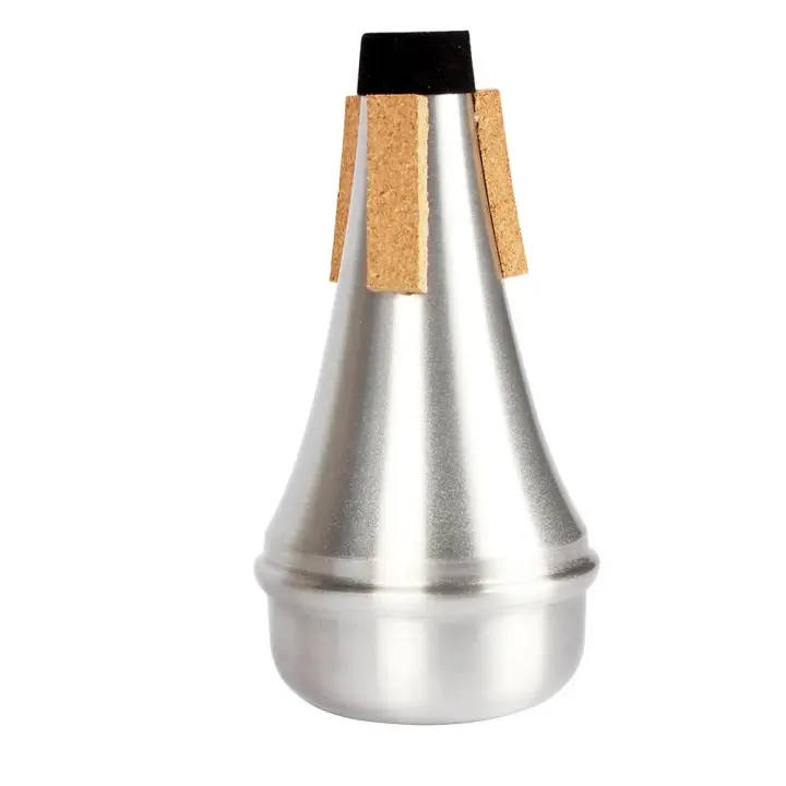 Accesorio De Práctica Para Principiantes Trumpet Universal Silenciador De Aluminio Plata Portátil Mute Corporal Recto - 1