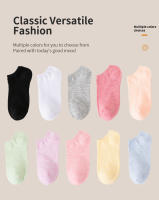 10 Pares/5 Pares De Calcetines Cortos Para Mujer En Algodón Colores Sólidos Transpirables Deportivos Veraniegos Delgados Calcetines De Barco - details 8