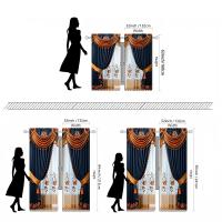 2 Piezas Cortina De Ventana De Lujo Estilo Chino Azul Con Bordado Digital HD Decoración Para Sala De Estar Y Dormitorio - details 2