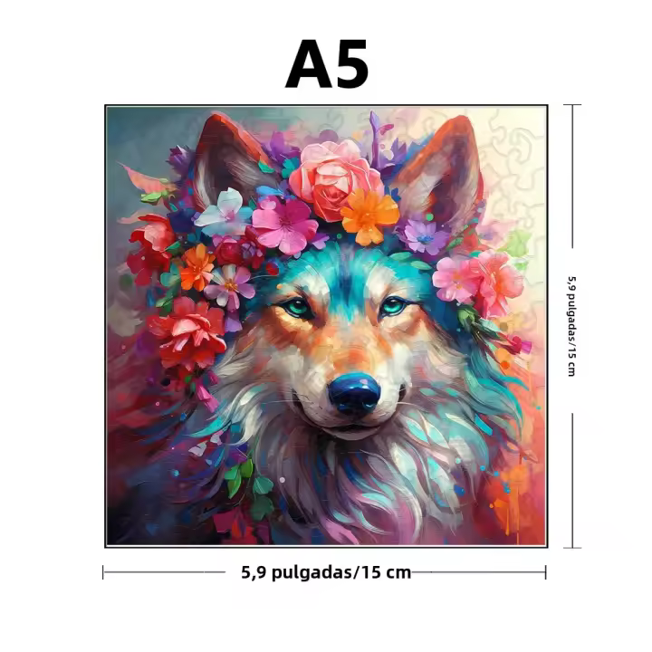 Rompecabezas De Madera Coloreado Lobo Juego Educativo Para Estudiantes Y Adultos Regalo Navideño Interesante - 1