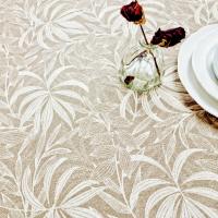 Mantel de tela antimanchas, impermeable y lavable, diseño floral Palem Beige, para mesa rectangular, fácil de limpiar, ideal para cocina, comedor, salón, jardín o picnic. - details 0