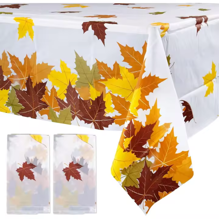 2pcs 220*130cm Mantel Plástico Hoja de Arce Mantel Estilo Otoño Cubierta de Mesa Rectangular Mantel Decorativo de Mesa para Fiesta de Otoño Jardín Exterior Decoración Día de Acción de Gracias - 1