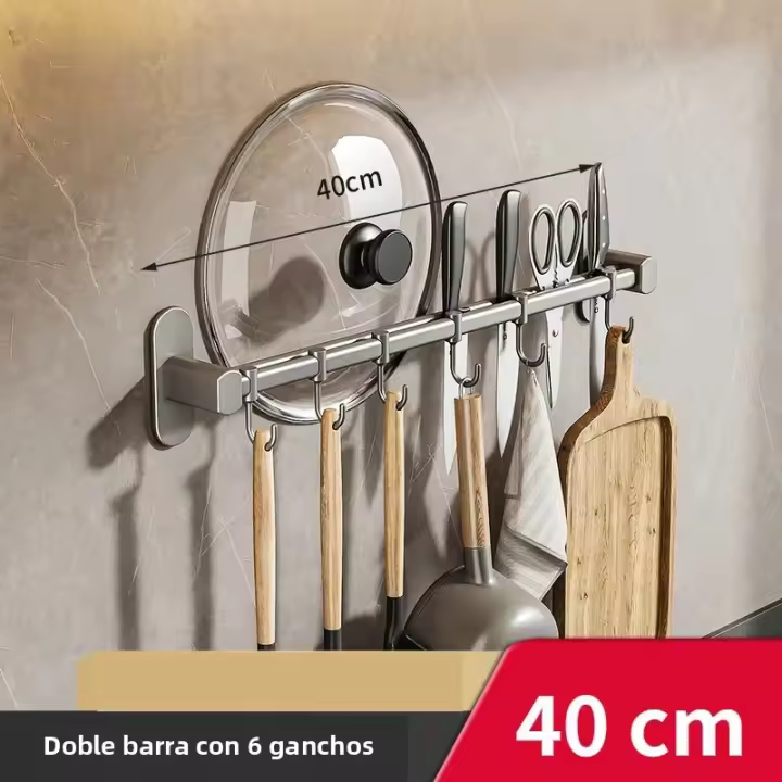 Organizador De Cocina Colgadores Para Utensilios De Cocina Soporte Para Cuchillos Y Tablas De Cortar Almacenamiento De Cubiertas De Cuchara Accesorios De No Perforar Metal - 1