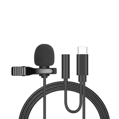 Mini Micrófono Lavalier Portátil 1.5m Condensador Clip-on USB 3.5mm Tipo-C Para Teléfono Mac Laptop PC - 1