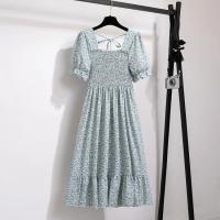 Vestido De Cintura Elástica En Chiffón Para Mujer Verano Casual Elegante Con Manga Corta Plisado Estilo A-line Vestidos Cortos - details 20