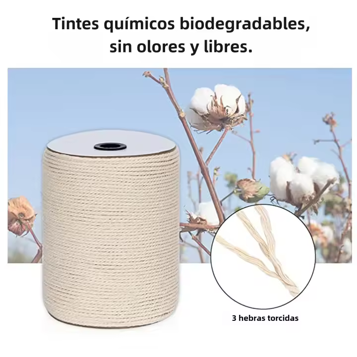 Hilo De Algodón Para Macramé 3mm X 300m Tejido En Trenzas Para Colgar Plantas Y Artesanías Hilo De Ropa Ecológico Para Tejer - 1