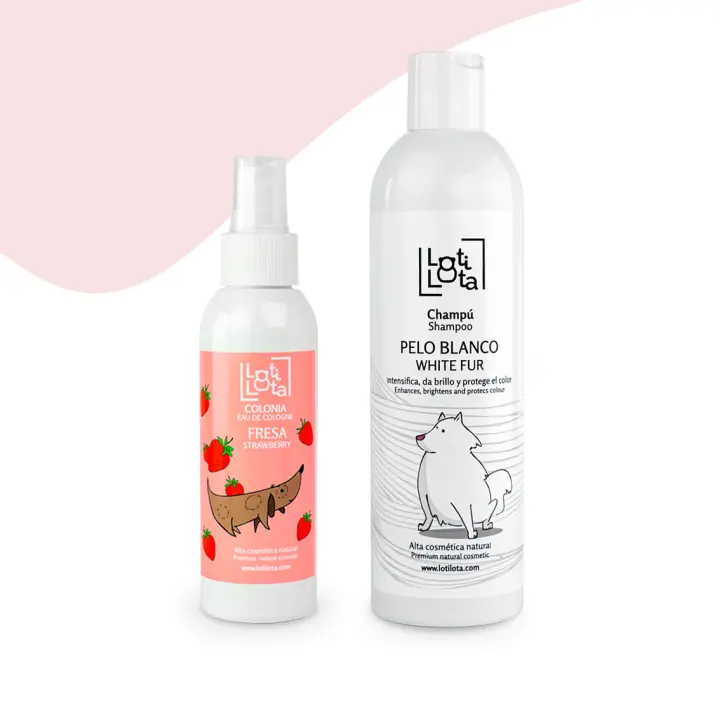 PACK CUIDADO BAÑO LOTI LOTA, para perro, colonia fresa + champú pelo blanco - 1