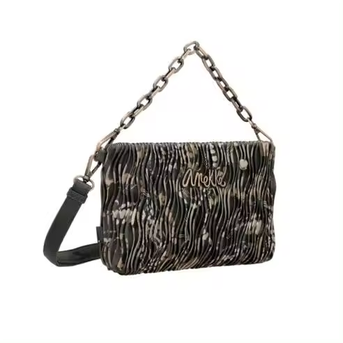 Anekke Real Smart Pack Bandolera Plisada Reversible con Asa Metálica - Ref 41783-295 - Medidas 23 x 16 x 5 Cm - Nueva Colección Otoño/Invierno 25 - - 1