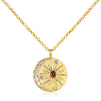 Encanto Collar con colgante de sol y luna de circonita sintética de cobre y temperamento a la moda para mujer, ideal como regalo de fiesta. - details 0