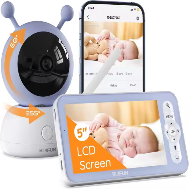 Monitor De Bebé BOIFUN 2K Cámara Con App Móvil Rotación 360° Monitoreo De Movimiento Y Rastreo Automático Deteción De Áreas Personalizadas - 1
