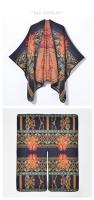 Otoño e invierno retro grueso cálido chal capa moda flor hendidura jacquard bufanda - details 2