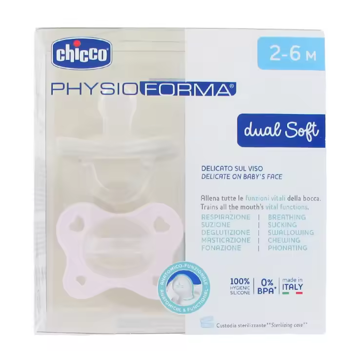 Chicco Chupete  Physioforma Dual Soft Rosa/Gris 2-6M 2 UD - 1