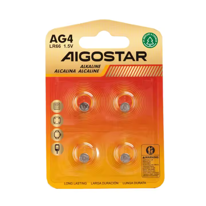 Pila de Boton AG4 LR66 de 1,5V 4 Unidades Aigostar - 1