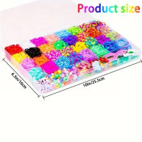 Kit De Manualidades DIY Con 32 Colores De Cinta De Goma Para Pulseras Y Collares 40 Grillas 2600PCS+ Con Caja De Almacenamiento - details 1