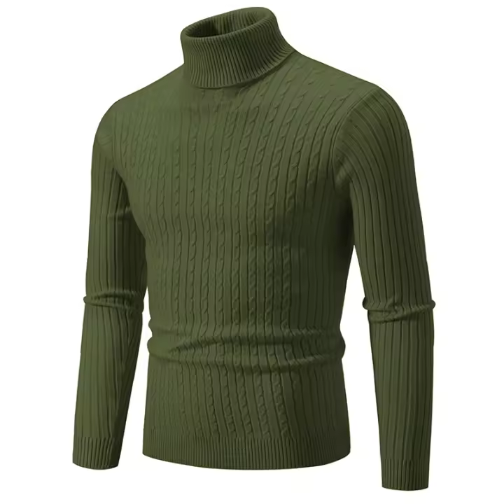 (Mejor) Hombres suéter de cuello alto Color sólido Lana Casual Invierno Chaqueta caliente Deporte suéter de cuello alto - 1