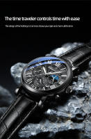 Reloj De Negocios Lujo CHENXI Para Hombre Moda Cronógrafo Fase Lunar Fecha Resistente Al Agua Multifuncional Cuarzo Pulsera Con Manos Luminosas Material De Correa Cuero Display Numeral Romano - details 4