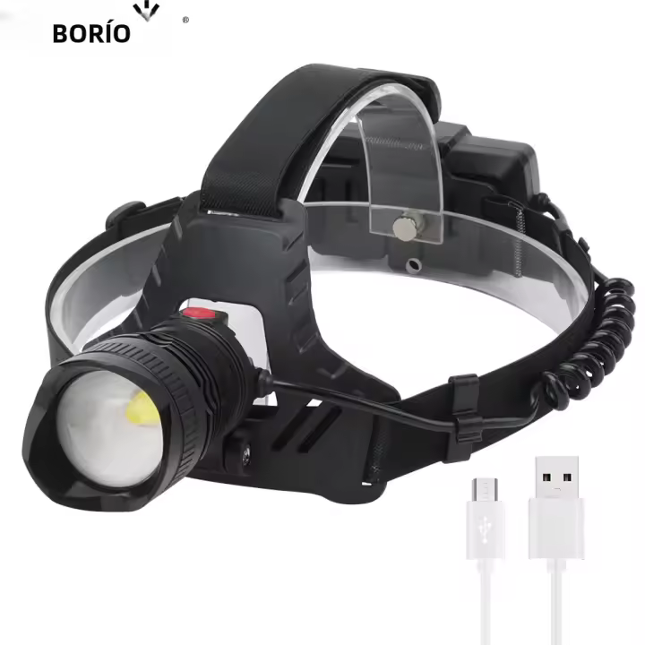 BORUiT Linterna Frontal LED P50 Super Brillante Recargable USB 18650 Zoomable Impermeable Para Camping Pesca Torcha De Cabeza - 1