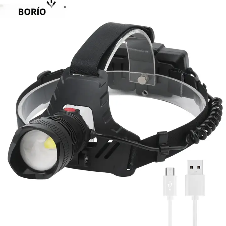 BORUiT Linterna Frontal LED P50 Super Brillante Recargable USB 18650 Zoomable Impermeable Para Camping Pesca Torcha De Cabeza - 1