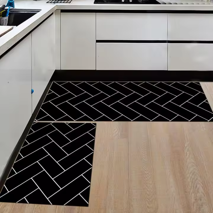 2 Pieces Kitchen Mat Non-Slip Absorbent Floor Mat Front Sink Washable 40 * 60+40 * 120cm - 1