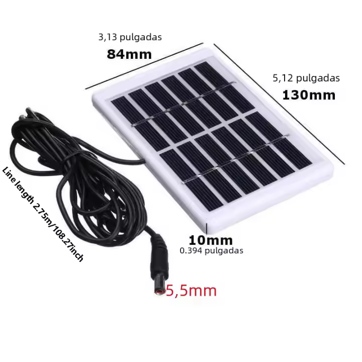 Panel Solar Monocrystallino Mini USB 1.2W 6V Módulo De Energía Para Exteriores Cable De 118.27 Pulgadas Para DIY Polícrata - 1