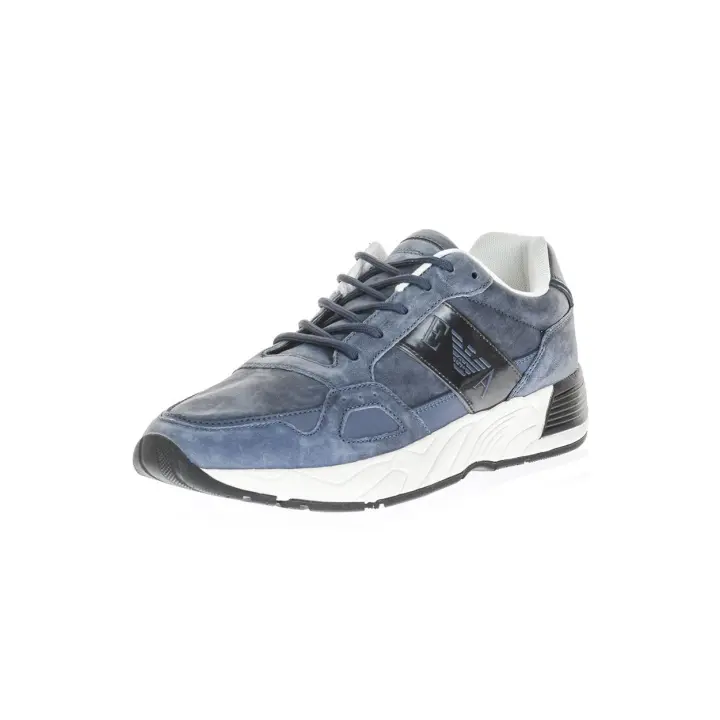 Emporio Armani Zapatillas Zapatos de Cuero Hombre Azul X4X220 XL188 D879 - 1