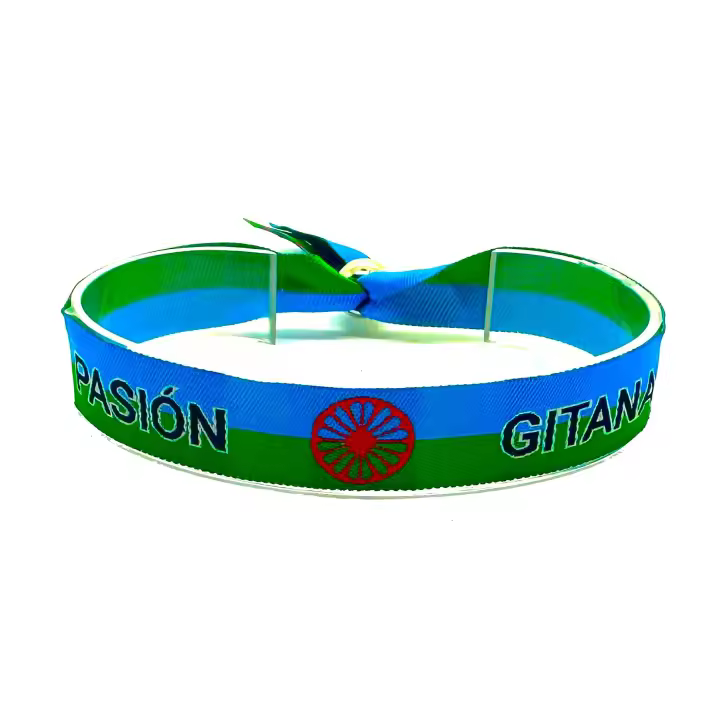 Pulsera con Cierre Metalico Ajustable Tela Poliester Movilear Bandera Pasion Gitana Gitano - 1
