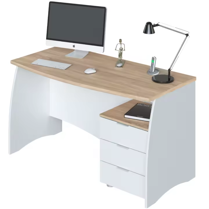 Mesa Escritorio Estil Despacho Blanco Artik y Roble Canadian 136x67x74 cm - 1
