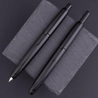 MAJOHN A1 Pluma Fuente Retráctil De Metálico Negro Mate Con Nib EF 0.4mm Para Estudiantes Y Regalos Incluye Convertidor - details 1