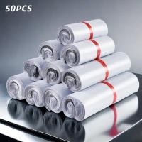 50pcs/Lots Sobre De Correo Blanco Express Caja De Almacenamiento De Envíos Sello Adhesivo Plástico Para Empaque Y Envío - details 0