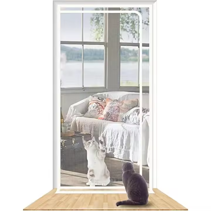 Puerta de tela metálica Puerta Con Mosquitera Con Cremallera 90 × 200 Cm Puerta Con Mosquitera For Gatos Red De Plástico For Puerta Cortina De Malla For Puerta Con Cinta De Gancho Y Lazo For Puertas D - 1