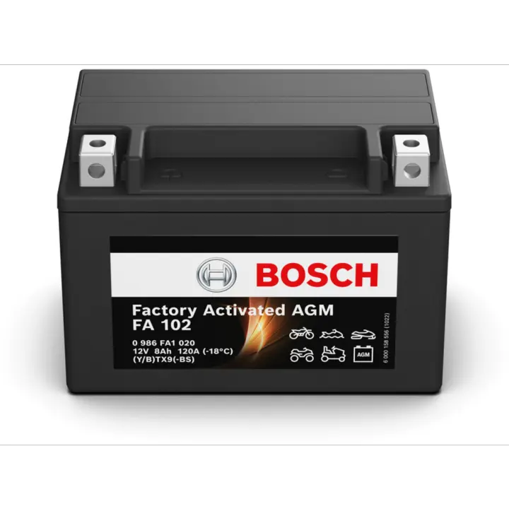 Batería de Moto Bosch FA102 - AGM. Tecnología AGM. 12V - 8Ah/135A (EN) - 1