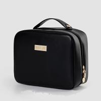 Bolso De Maquillaje De Viaje 1pc PU Cuero Doble Capa Bolsa De Cosméticos Transparente Con Cremallera Gran Tamaño Para Mujeres - details 0