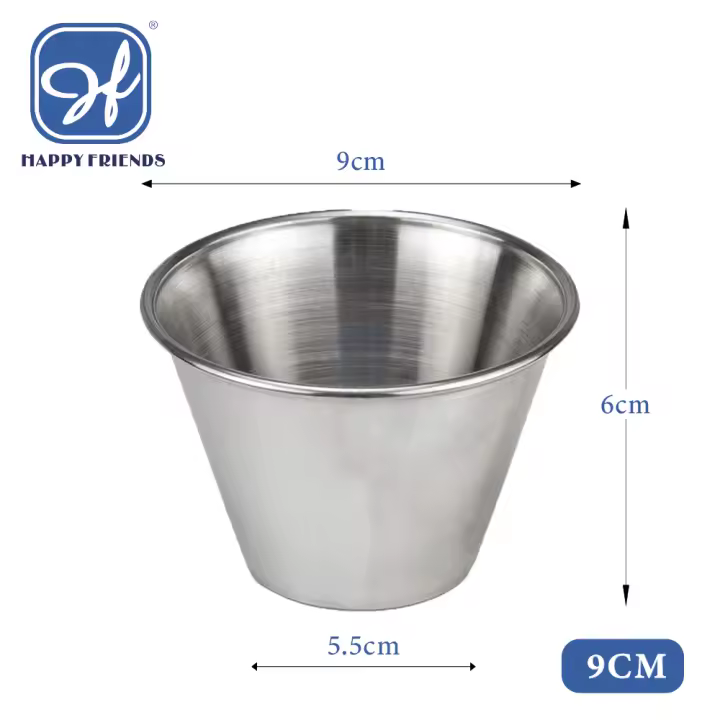 Happy Friends - Flaneras Individuales de Acero Inoxidable 7/8/9cm Pack de 12 Unidades - Molde Redondo para Pudding - Recipiente de Salsas - Tamaños a Elegir - 1