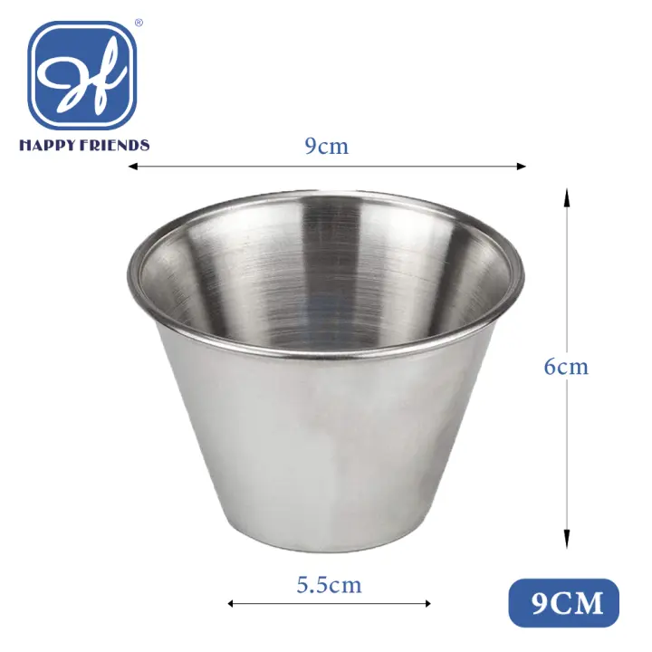 Happy Friends - Flaneras Individuales de Acero Inoxidable 7/8/9cm Pack de 12 Unidades - Molde Redondo para Pudding - Recipiente de Salsas - Tamaños a Elegir - 1